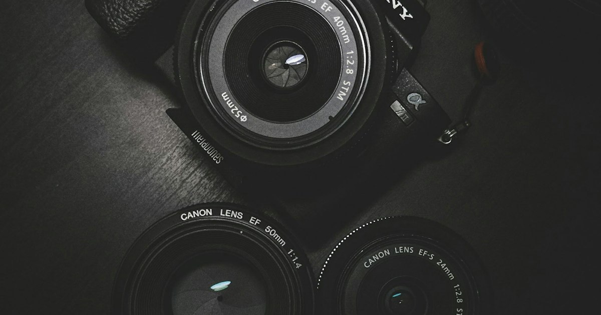 Kamera och objektiv för fotobackup